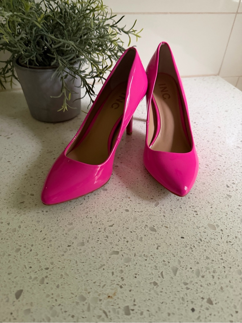 INC International Concepts Hot Pink Patent Pointed-Toe Pumps